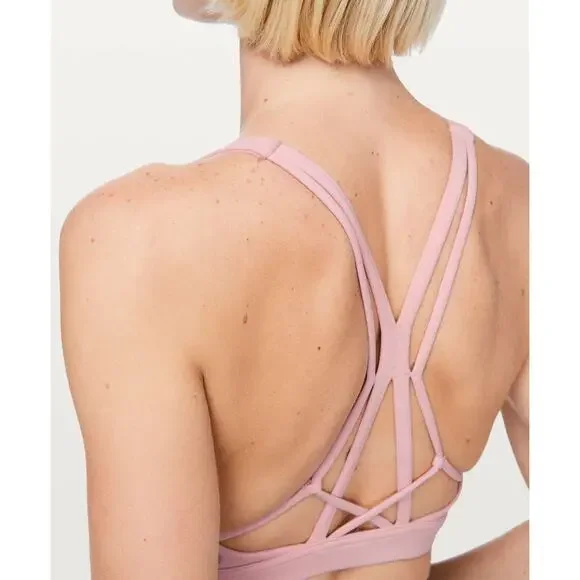 Lululemon Flow Freely Sports Bra Faint Coral Pink 6 - Picture 5 of 8
